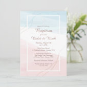 Invitation religieuse moderne bleue et rose (Debout devant)
