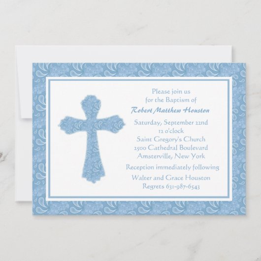 Invitation religieuse Paisley Blue (Devant)