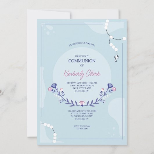 Invitation religieuse Rosaire (Devant)