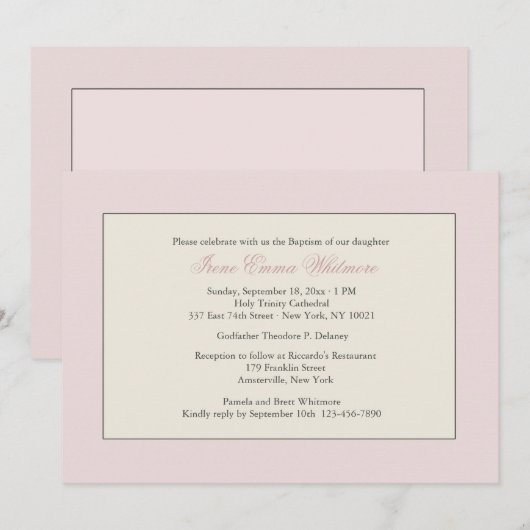 Invitation religieuse rose (Devant / Derrière)