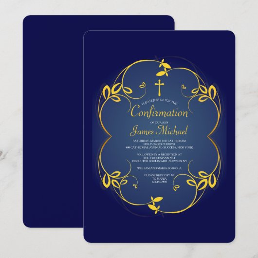 Invitation religieuse Royal Blue (Devant / Derrière)