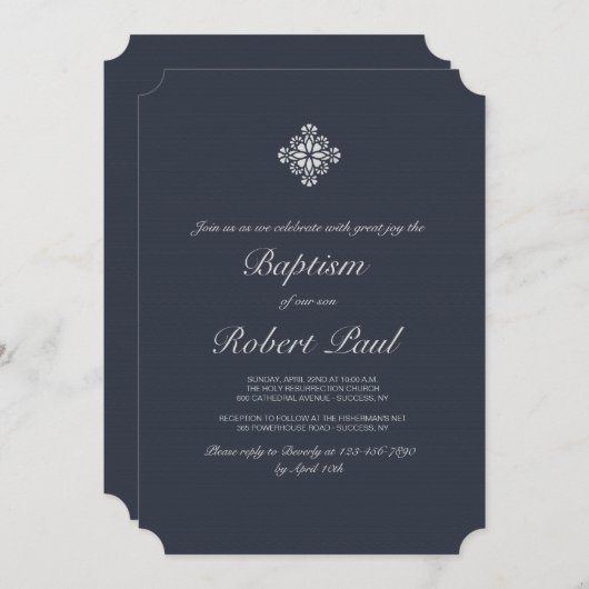 Invitation religieuse Silver Cross (Devant / Derrière)