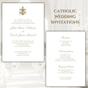 Invitation Religieux catholique Gold Mary Mariage