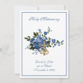 Invitation Religieux catholique Rose Mariage (Devant)