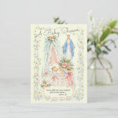 Invitation Religieux catholique Vintage bébé fille douche (Debout devant)