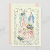 Invitation Religieux catholique Vintage bébé garçon douche (Devant / Derrière)