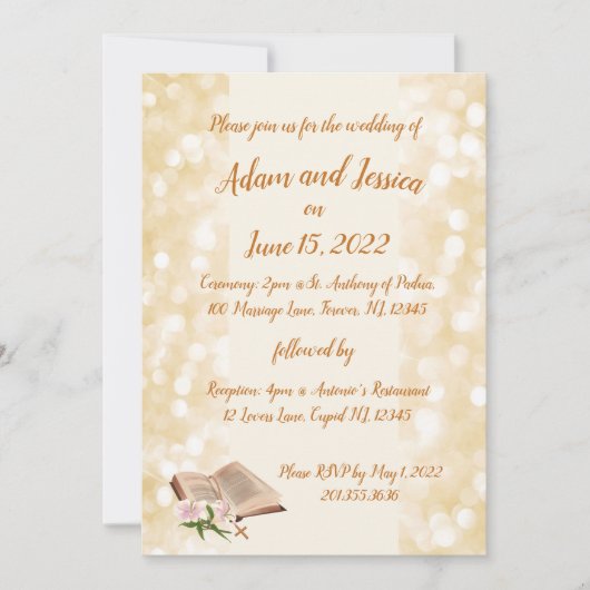Invitation Religieux Elegeant Classic Design Mariage (Devant)