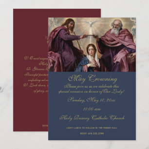 Invitation Religieux Mai Crowning Mary Fête des mères