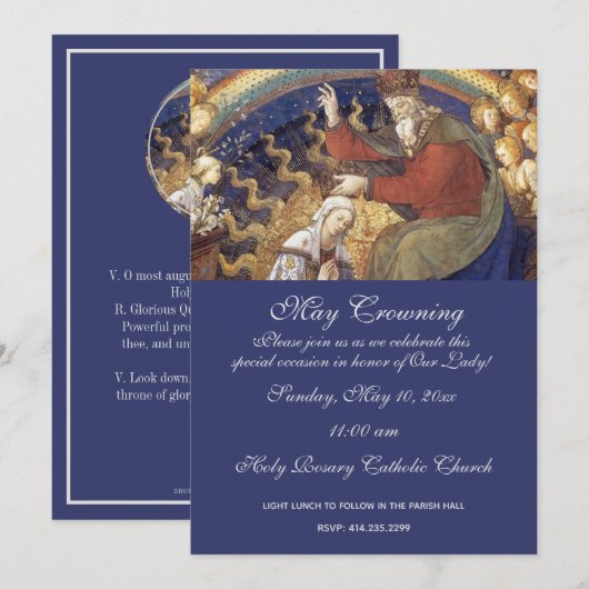 Invitation Religieux Mai Crowning Mary Fête des mères (Devant / Derrière)