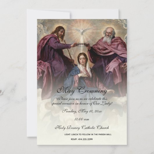 Invitation Religieux Mai Crowning Mary Fête des mères (Devant)