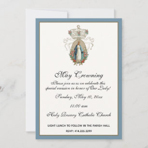 Invitation Religieux Mai Crowning Mary Fête des mères Floral 