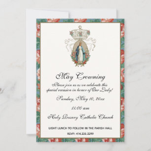 Invitation Religieux Mai Crowning Mary Roses de la Fête des m
