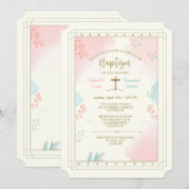 Invitation Religieux Rose et Bleu Superposés (Devant / Derrière)