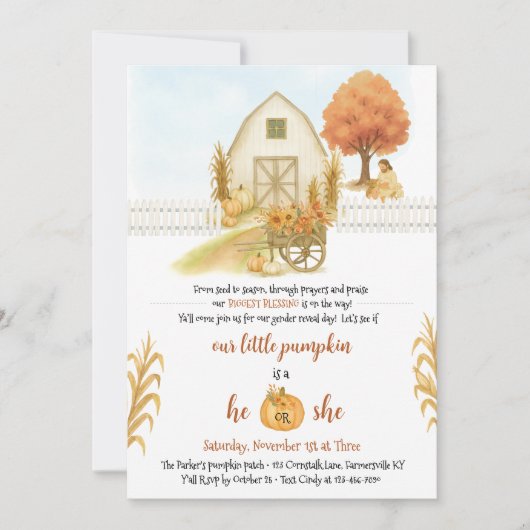 Invitation Religieux Rustique Automne Genre Révéler Invitatio (Devant)