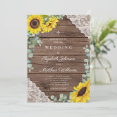 Invitation Religieux Rustique Tournesol Dentelle Mariage (Debout devant)