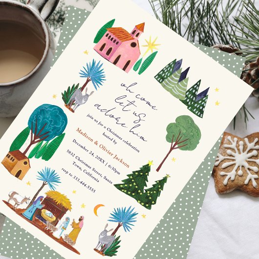 Invitation Religious Christmas Nativity Scene Party