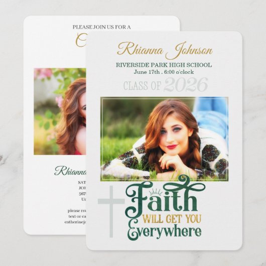 Invitation Religious Classe chrétienne de 2023 Photo de fin d (Devant / Derrière)