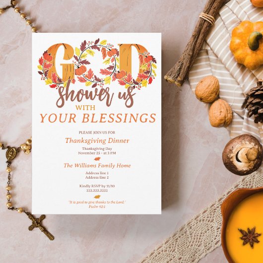 Invitation Religious Thanksgiving Dinner Faith Bible Quote