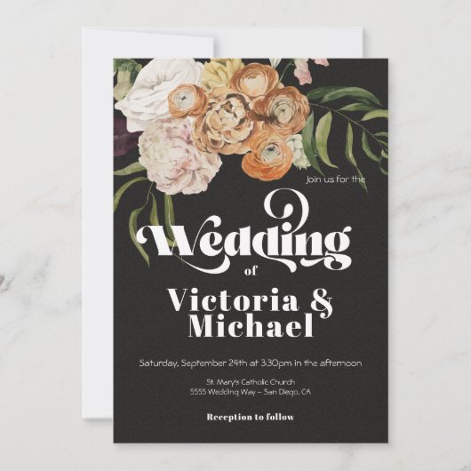 Invitation Rembrandt Automne Automne Floral Dark & Moody Mari (Devant)