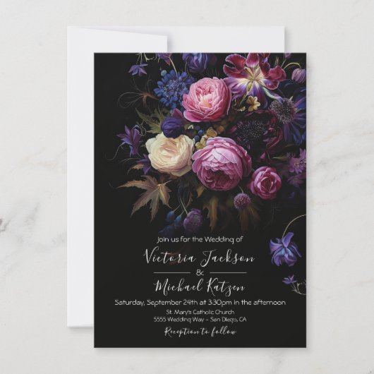 Invitation Rembrandt Floral Dark & Moody Goth Mariage (Devant)