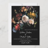 Invitation Rembrandt Floral Dark Moody Mariage Monogramme (Devant)