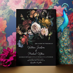 Invitation Rembrandt Floral Dark Moody Mariage Monogramme
