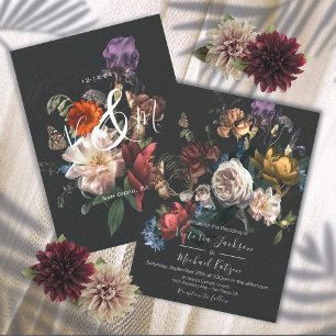 Invitation Rembrandt Floral Dark & Moody Wedding Monogram