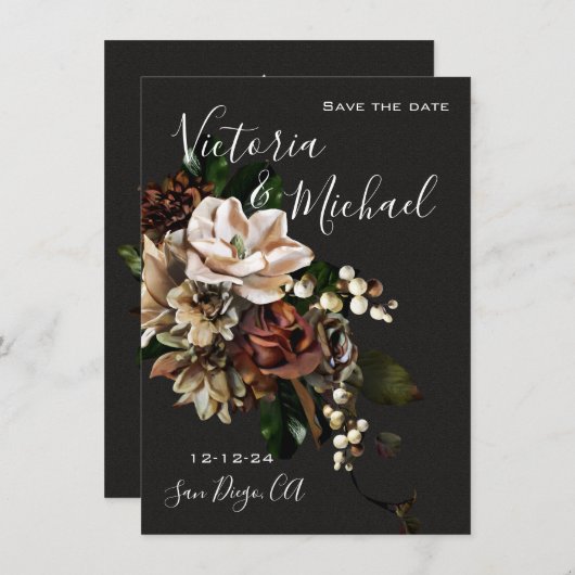 Invitation Rembrandt Magnolia Enregistrer la Date Mariage (Devant / Derrière)