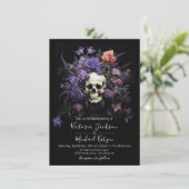 Invitation Rembrandt Mariage crâne floral foncé et Moody Goth (Debout devant)