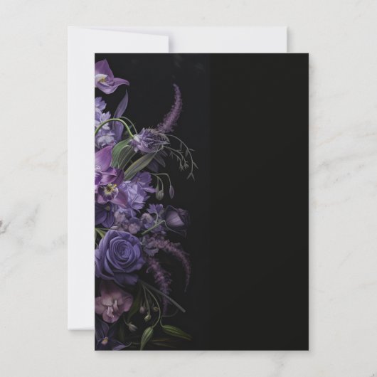 Invitation Rembrandt Mariage crâne floral foncé et Moody Goth (Dos)