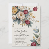 Invitation Rembrandt romantique Floral Soirée Mariage léger (Devant)