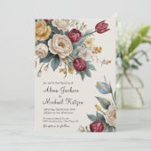 Invitation Rembrandt romantique Floral Soirée Mariage léger (Debout devant)