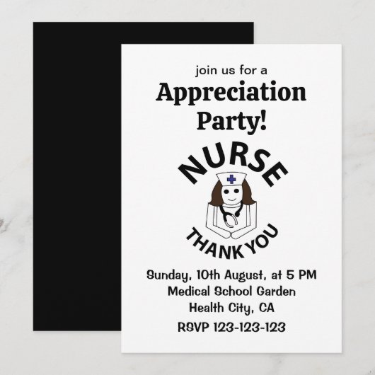 Invitation Remerciement aux infirmières Cadeau d'appréciation (Devant / Derrière)