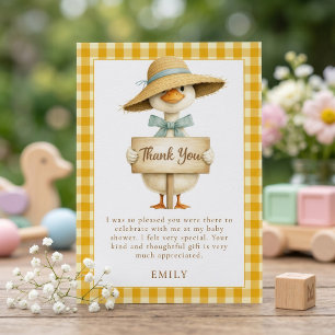 Invitation Remerciement Baby Shower Silly Goose Jaune Gingham