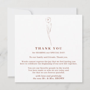 Invitation Remerciement bohème floral automnal en terre cuite