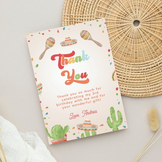 Invitation Remerciement d'anniversaire pour enfant Fiesta Gro