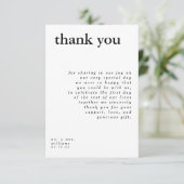 Invitation Remerciement de mariage à la typographie noir et b (Debout devant)