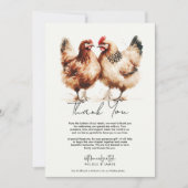Invitation Remerciement de mariage à l'aquarelle de poulets b (Devant)