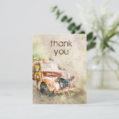 Invitation Remerciement de mariage avec un vieux camion rusti (Debout devant)