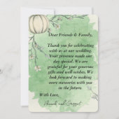 Invitation Remerciement de mariage citrouille vert rustique (Devant)