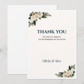 Invitation Remerciement de mariage classique avec verdure (Devant / Derrière)
