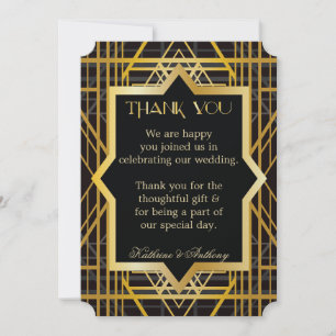 Invitation Remerciement de mariage dans le style Gatsby des A
