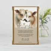 Invitation Remerciement de mariage de campagne marron crème a (Debout devant)