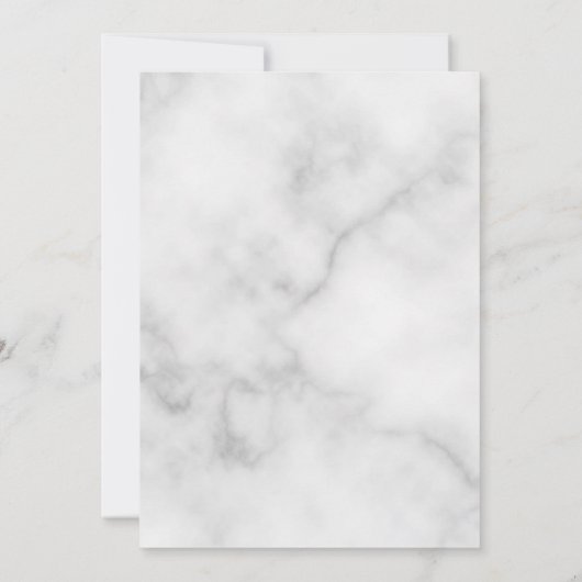 Invitation Remerciement de mariage en marbre blanc élégant et (Dos)