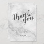 Invitation Remerciement de mariage en marbre blanc élégant et (Devant / Derrière)