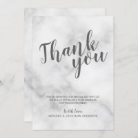 Remerciement de mariage en marbre blanc élégant et