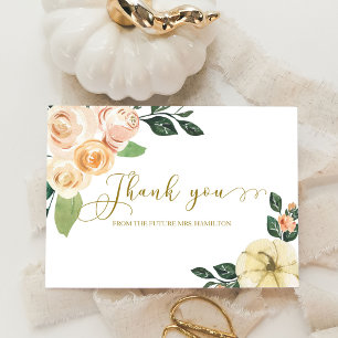 Invitation Remerciement de Mariage Floral de Pêche de la Chut