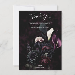 Invitation Remerciement de mariage floral romantique sombre e