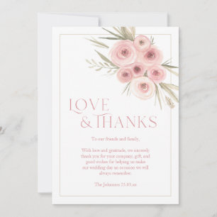 Invitation Remerciement de mariage floral rose élégant