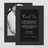 Invitation Remerciement de mariage minimal moderne gris noir  (Devant / Derrière)